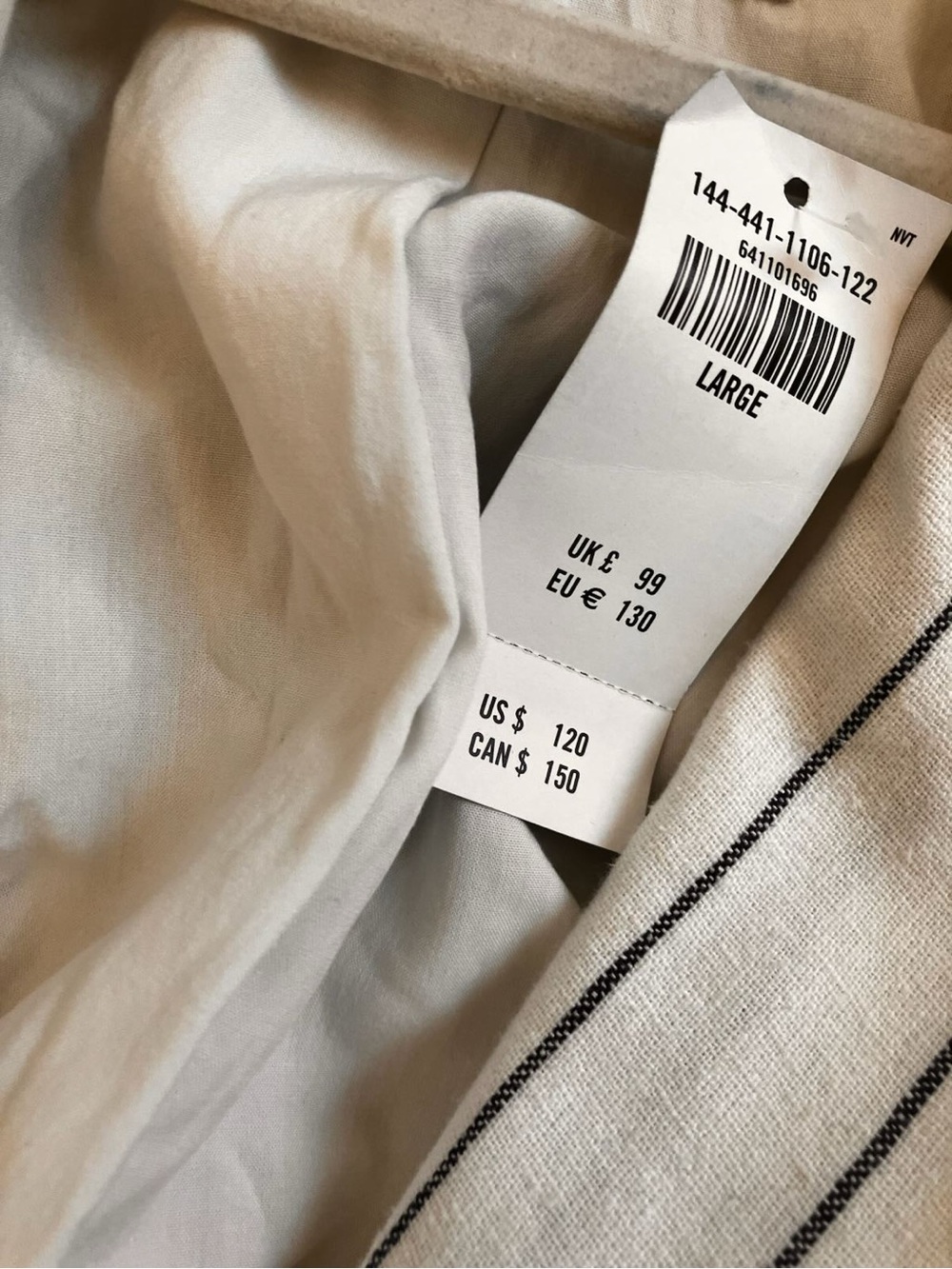 Abercrombie & Fitch Striped Linen Blend Blazer White Relaxed Oversize L NEW $120 - Picture 4 of 6